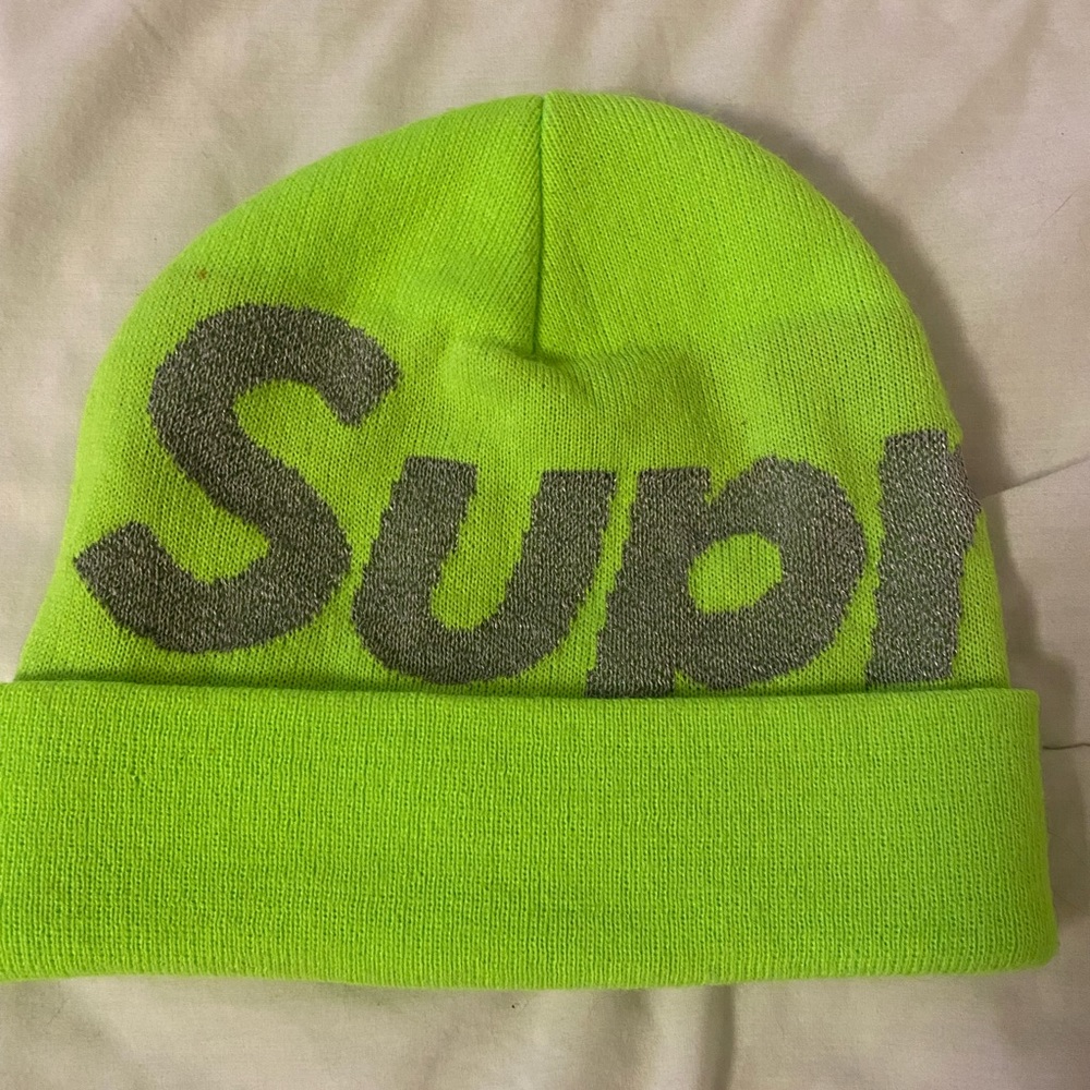 Supreme Big Logo Beanie Bright Green